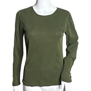 Russ Berens Shirt Women XS Olive Green Basic Layering Neutral Minimalist Vintage